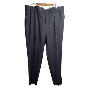 Statement Mens Dress Pants Navy Stripes Flat Front Comfortable Fit SZ 42W/30 NWT